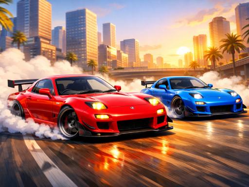 İki RX7 Drift'çisi